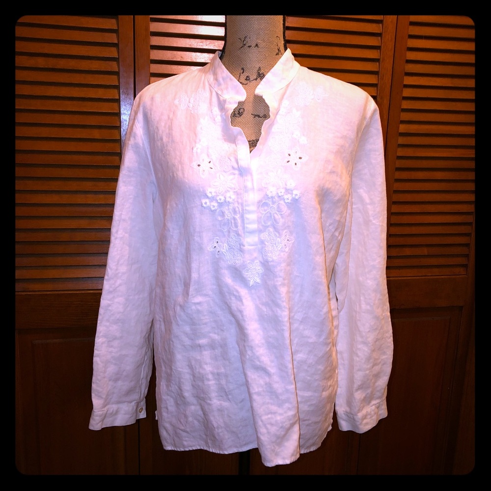 White linen long sleeve shirt